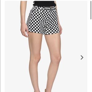 Checkered black heart shorts